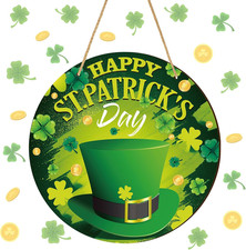 St. Patrick'S Day Front Door Sign Happy St. Patrick'S Day Wooden Hanging Welcome