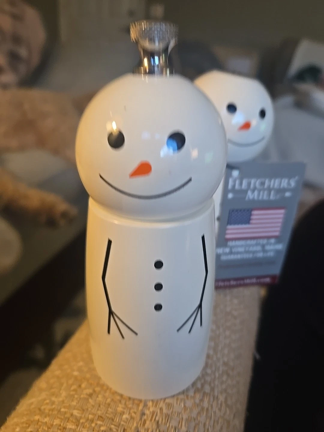 Fletchers Mill Set Of Snowman Salt And Pepper Shakers. NWOB
