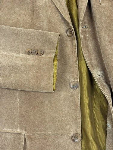 J. Ferrar Men's Brown 100% Genuine Leather Cowboy Jacket XLT Three Button Coat image 12