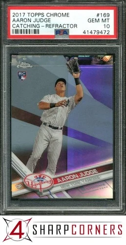 2017 TOPPS CHROME REFRACTOR #169 AARON JUDGE RC YANKEES CATCHING PSA 10