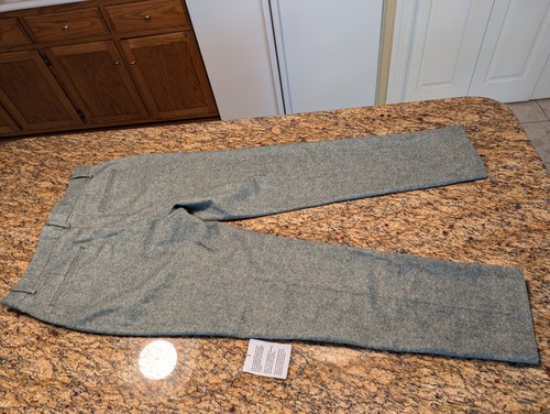 ASOS DESIGN Mens Wool Green Herringbone Tapered Dress Pants Men's 32x30 New - Picture 5 of 7