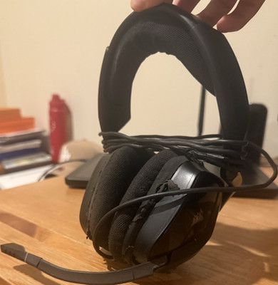 Corsair HS60 HAPTIC Wired Over-Ear Headset, Boom Mic, Volume Control, Black
