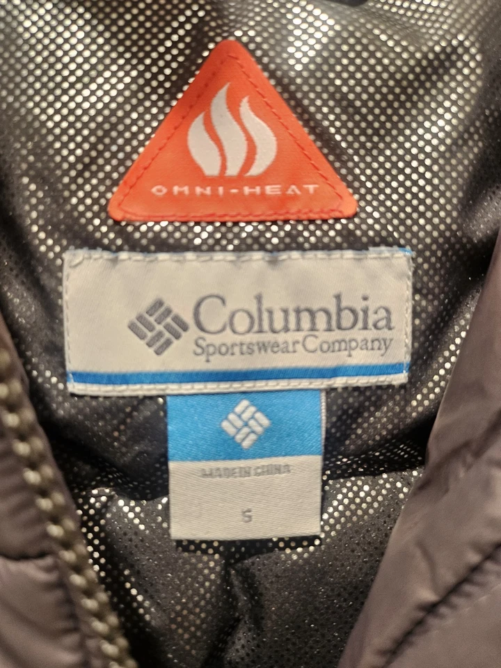 COLUMBIA женщин Omni тепла пуховик молнии длинный жилет с капюшоном искусственного меха отделки серо-коричневый маленький - Изображение 3 из 3