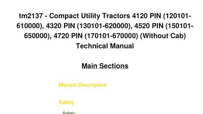 John Deere 4120 4320 4520 4720 Compact Utility Tractor Technical Manual PDF USB
