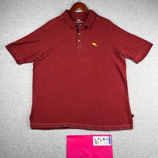 Tommy Bahama Supima Polo Shirt Large Burgundy Fish Logo Beach Casual Mens
