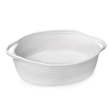 White Small Woven Basket, 13  x 9  x 5  Baskets for Gifts Empty Cotton Rope, ...