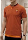 Vintage AS Roma Nike Striped Polo Shirt - Maroon/Orange - Men's M/L- 2014/15