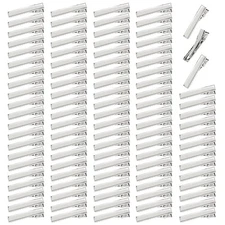 Lawie 100 Pack 30mm Small Plain Flat Silver Duckbill Alligator Metal Hair Cli...