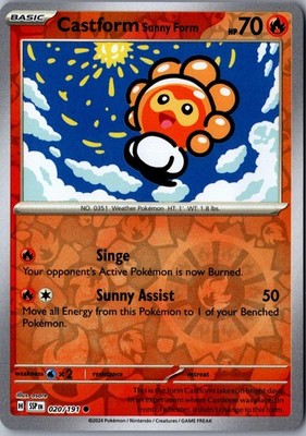 Castform Sunny Form Reverse Holo 020/191 Common Surging Sparks LP Pokemon Card