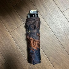 FENDI Zucca Pattern Folding Umbrella Brown Navy Blue Unisex Italy Vintage