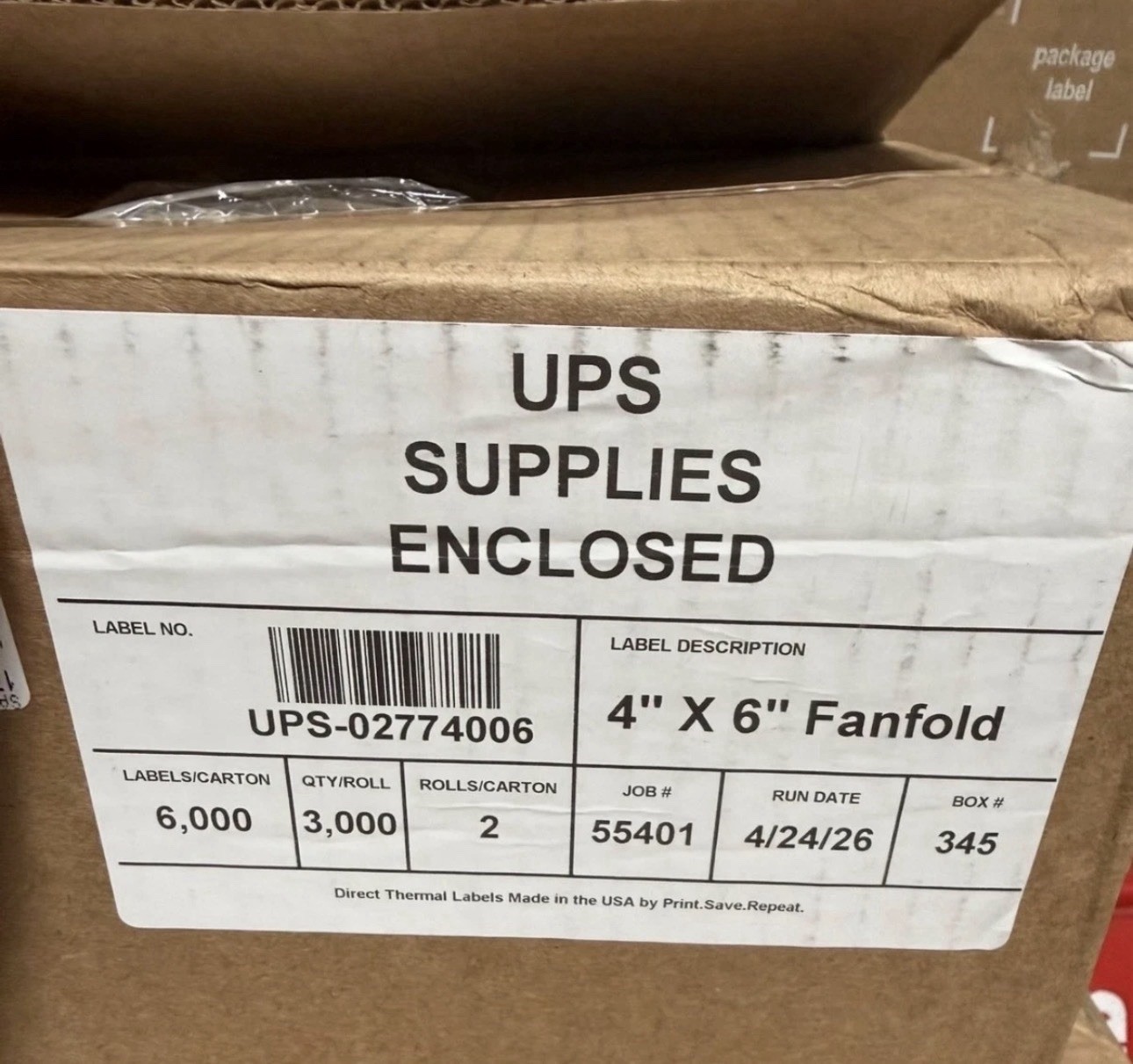 6000 Blank 4 x 6 Direct Thermal Fanfold Peel & Stick UPS Shipping Labels Bulk!!!