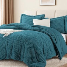 Fluffy Queen Comforter Set - Teal Blue Warm Full/Queen 3-teal Blue-elegant