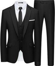 WULFUL Men's 3 Piece Slim Fit Suit Set Two Button Blazer Jacket Vest Pants...
