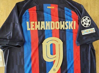 2022/23 Nike FC Barcelona #9 LEWANDOWSKI UCL Home Jersey Size XL