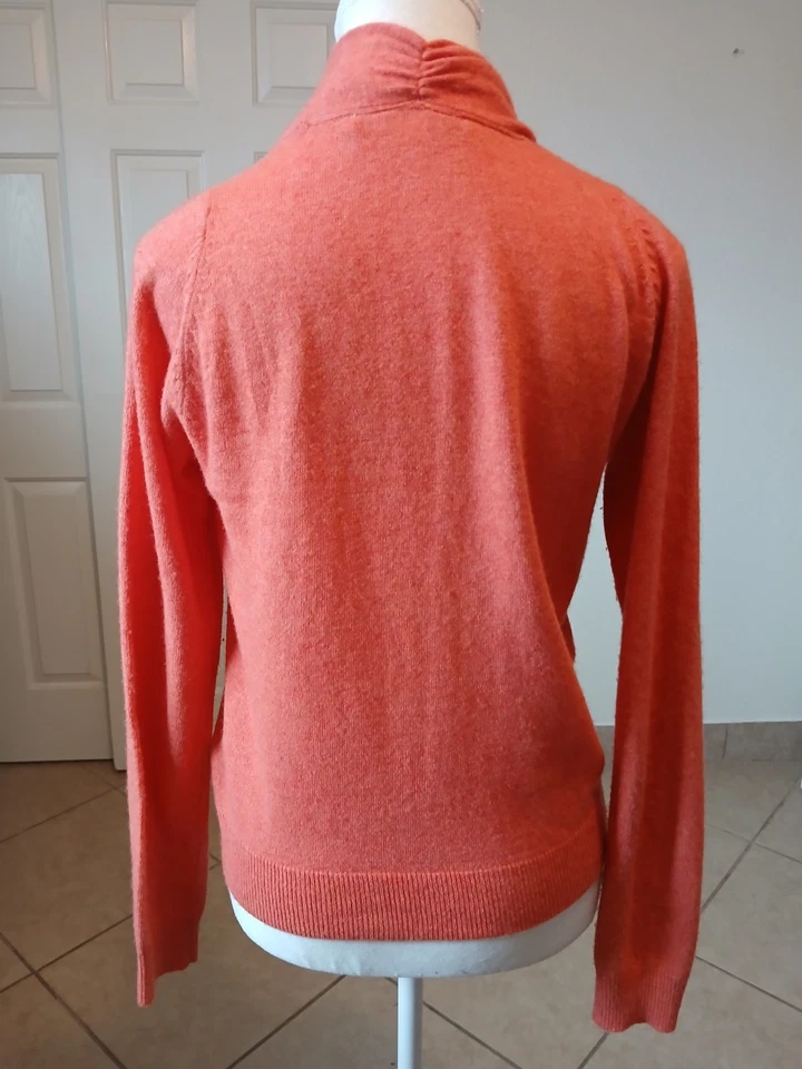 Turrón Mujer Londres Naranja Acanalado Recortado Encogido Suéter Mezcla Lana de Cordero Talla 2 Foto 4 de 4