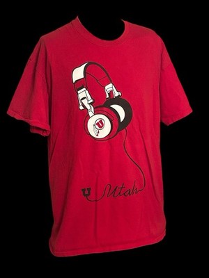 University of Utah Utes Headphones Fahrenheit 212 T Shirt Mens XL Red
