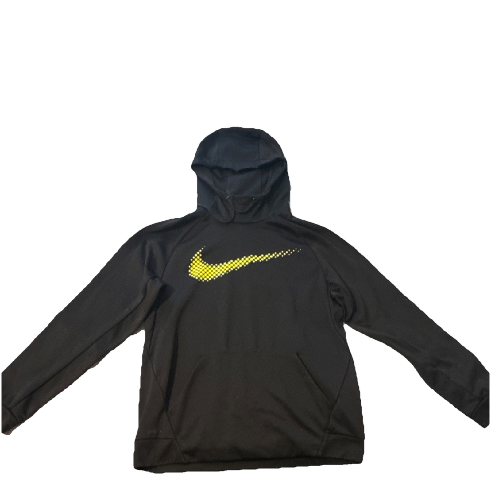 Nike Men's Black XL  Pullover Hoodie Long Sleeve Solid Yellow Swoosh Logo
