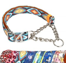 Martingale Dog Collar No Pull Adjustable - Choke Chain Collar with Metal Chai...