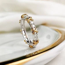 1.10 Ct Round Cut Moissanite Wedding Band Ring 14k White Gold Finish