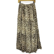 Vintage Tiered Maxi Skirt OS Animal Print Festival 90s Broomstick Boho Fairy Y2K