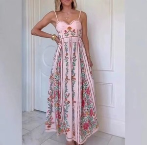 chinese dress ladies Black Delicate Forest Scarves Organic Cotton Maxi Dress – FARM Rio main image 0