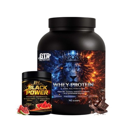 Lion Whey Protein 5KG Chocolate +Free Black Power Pre Workout Energy Strength