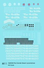 K4 HO/HOn3 Scale Decals Rio Grande DRGW Steam Locomotive