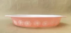 Vintage Pyrex Pink Daisy Oval Divided Vegetable Serving Dish - 1.5 QT - No Lid