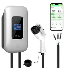 Level 2 EV Charger 48 Amp Smart Display RFID Card Outdoor/Indoor Hardwired EVSE