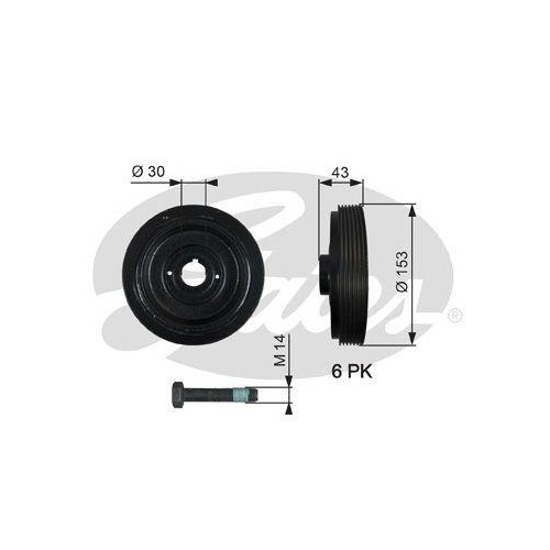 Poulie vilebrequin Gates TVD1005A Drivealign pour moteurs Citroën et Peugeot