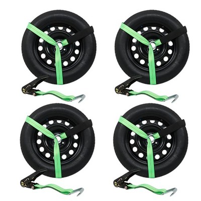 Tie Down w/ Flat Hooks - 3,300 Pound Safe Working Load - Lasso Style - 2'' x 96''
