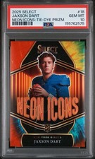 ❗️POP 1❗️Jaxson Dart PSA 10 - 2025 Panini Select Neon Icons Tie-Dye Prizm /25