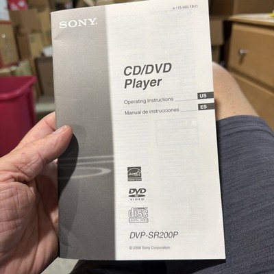 Vintage Sony CD/DVD Player DVP-SR200P OEM Manual 2008 - ORIGINAL,