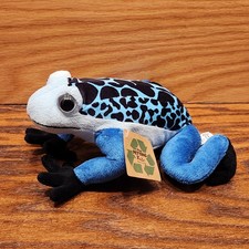 NEW The Petting Zoo Poison Dart Frog 8.5" Plush Blue Black with Tags NWT Stuffed