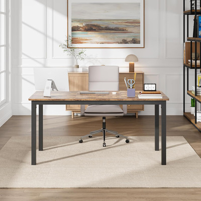 Modern 63'' Computer Desk, Sturdy Metal Frame, Large Gaming & Office Workstation