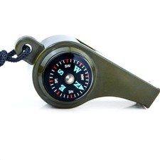 2-in-1 Emergency Survival Whistle with Compass, Military Green