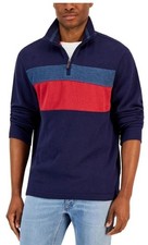 Club Room Mens Pullover Sweater 1/4 Zipper Neck Colorblock Blue Size XXL