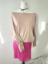 Lipsy jumper Pullover Size 12 Womens Beige Brown Casual Knit Long Sleeve Thin