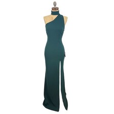 LULUS Keep It Interesting Cutout Halter Maxi Dress XS Green High Slit NWT B12