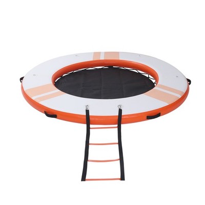 Uimoso 8ft Inflatable Floating Dock Round Mesh Pool with Bag & Removable Ladder