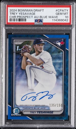 Trey Yesavage [Blue Wave Refractor] #CPA-TY 2024 Bowman Draft Chrome Prospect Autograph card