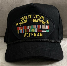 Desert Storm 1990-91 Iraq Freedom Veteran Embroidered Black Cap Hat