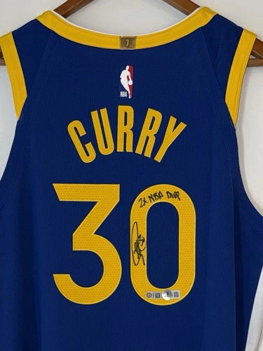 Stephen Curry "2x NBA MVP" Signed Warriors Nike ADV Authentic Jersey USASM & BAS
