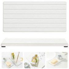 2PCS Water Absorbing Stone Drying Tray Mat For Bathroom 2pcs - 8"x 3.8" - White