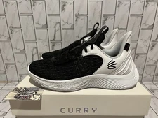 New UA Curry Flow 9 TB Black White Under Armour Basketball Shoes Mens Size