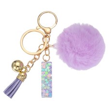 Alphabet Initial Letter Keychain Letter-I Cute Heart Resin Keyrings Purple
