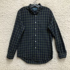 Ralph Lauren Button Down Shirt Small Adult Blue Classic Plaid Long Sleeve Mens S