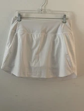 ATHLETA Womens Run With It White 14" Skort Sz Medium Tennis Pickleball Skirt