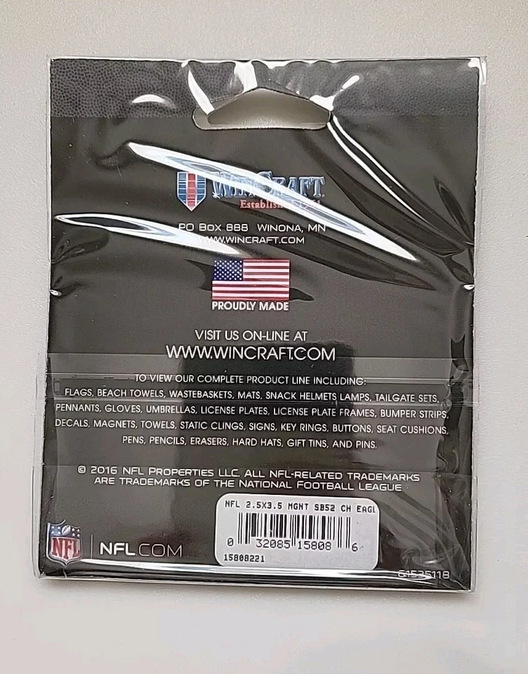 Philadelphia Eagles 2018 NFL Super Bowl LII Champions Magnet  -  2-1/2" X 3-3/4" - Image 3 of 4