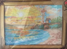 Printed needlepoint kits Tapestry Canvas Floss Included 30x40 cm sunset Rto